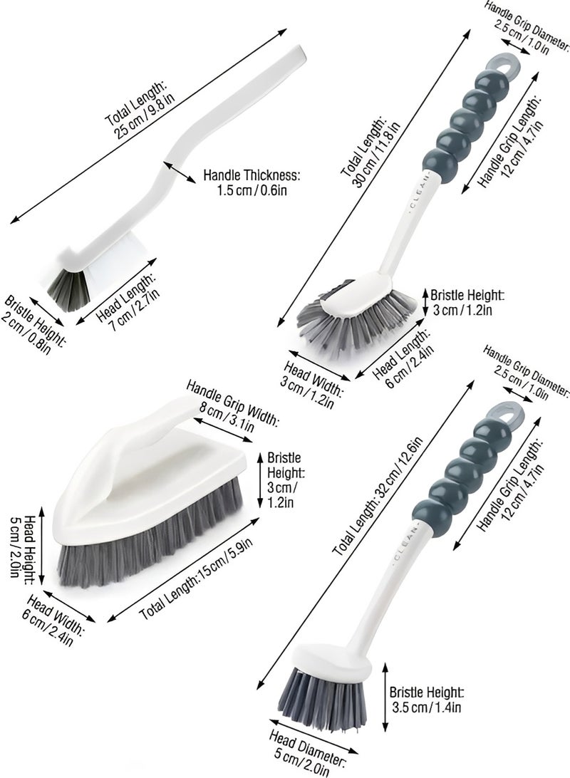 BELANO 4-Piece Household Cleaning Brush Set, Deep Cleaning Kit with Ergonomic Bubble Grip for Kitchen, Bathroom, Tiles & Grout - Image 2